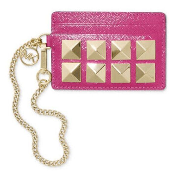 for @baj49 only NWT MICHAEL Michael Kors Wallet Small Leather Chain ID Card - Picture 1 of 3